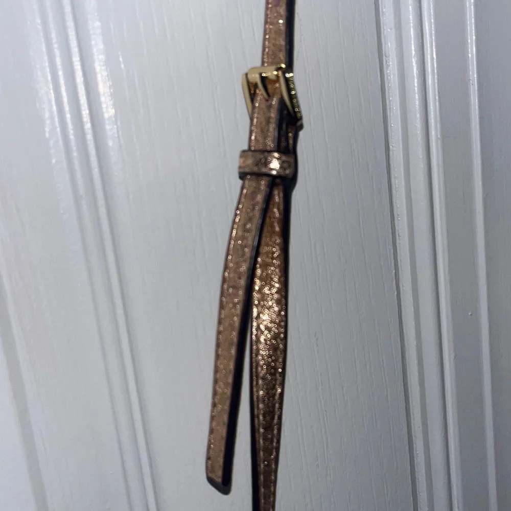 NWT Michael Kors metallic rose gold dome leather crossbody bag